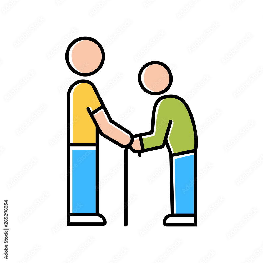 Elderly People Help Color Icon Volunteer Responsibility For Old People elderly-people-help-color-icon-volunteer-responsibility-for-old-people