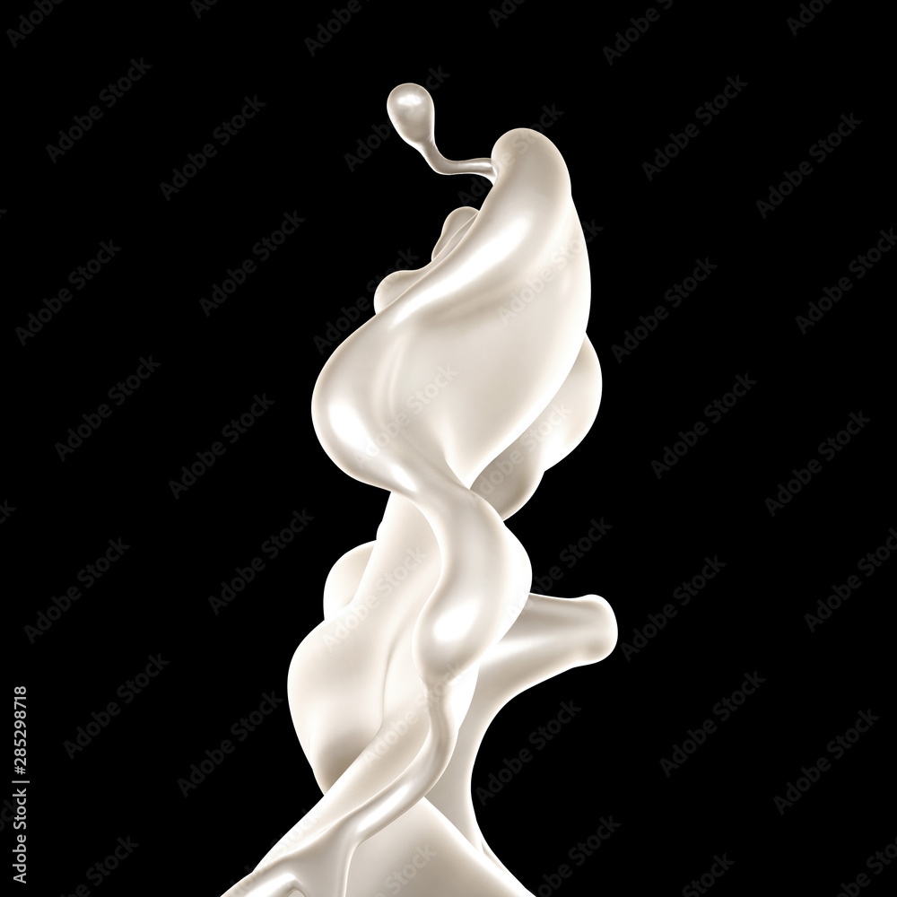 Splash of thick white liquid, milk. 3d illustration, 3d rendering. Splash of thick white liquid, milk. 3d illustration, 3d rendering.