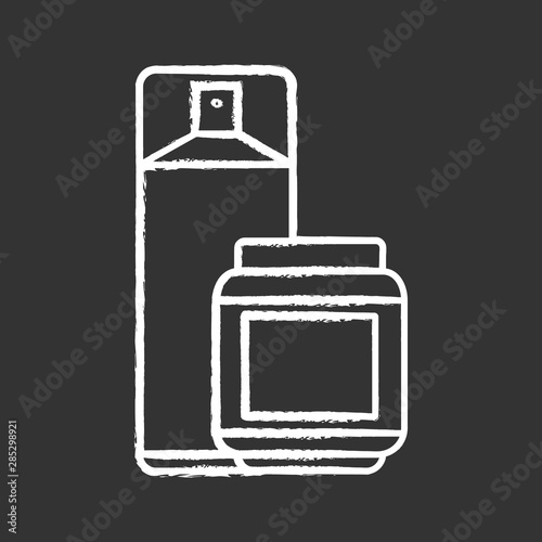 Hairspray and styling gel glyph icon. Hairstyling products. Means for fixing wet and dry hair. Professional hairstyling. Silhouette symbol. Negative space. Vector isolated illustration