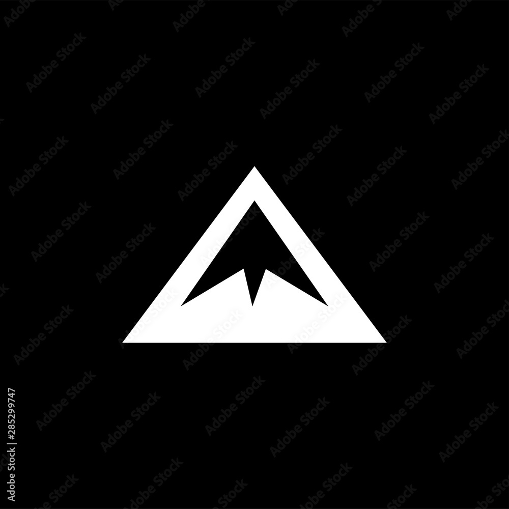 Mountain Icon On Black Background. Black Flat Style Vector Illustration Mountain Icon On Black Background. Black Flat Style Vector Illustration