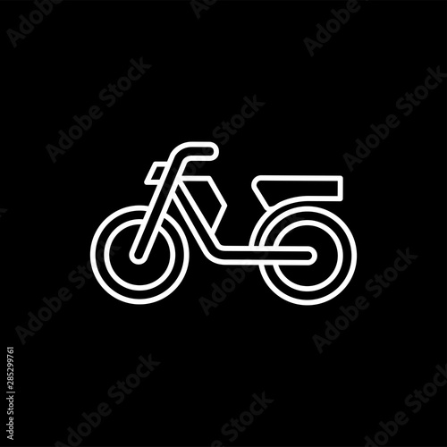 Motorcycle Line Icon On Black Background. Black Flat Style Vector Illustration.