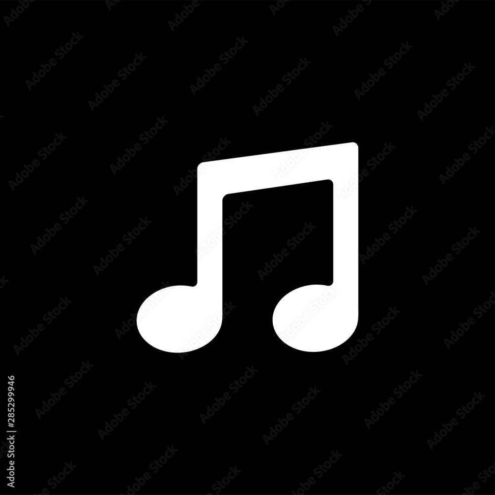 Music Note Icon On Black Background. Black Flat Style Vector Illustration Music Note Icon On Black Background. Black Flat Style Vector Illustration