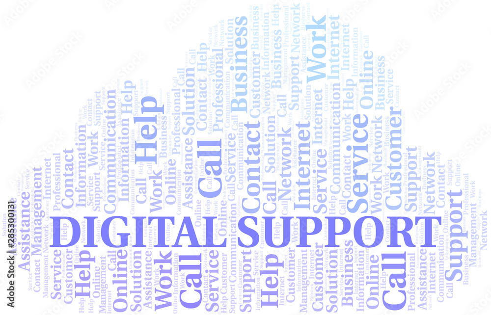 Digital Support word cloud vector made with text only. Digital Support word cloud vector made with text only.