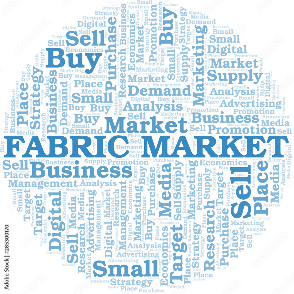 Fabric Market word cloud. Vector made with text only.