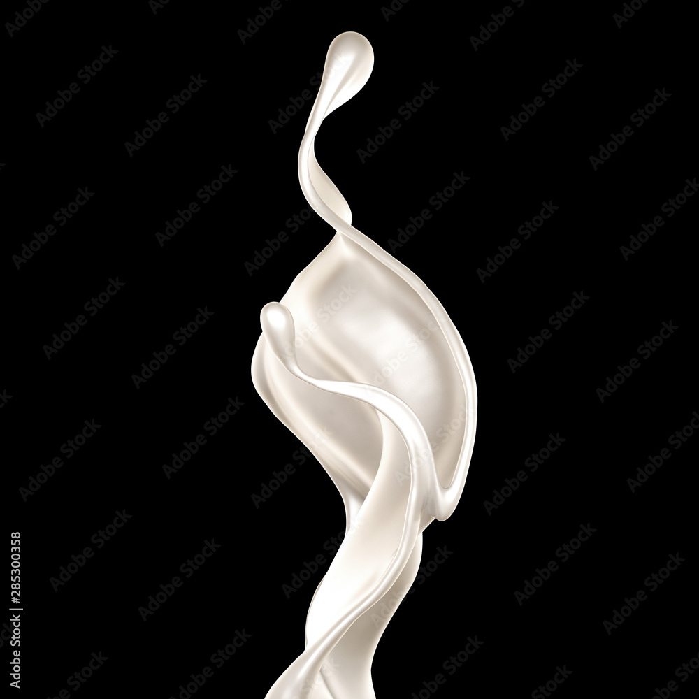 Splash of thick white liquid, milk. 3d illustration, 3d rendering. Splash of thick white liquid, milk. 3d illustration, 3d rendering.