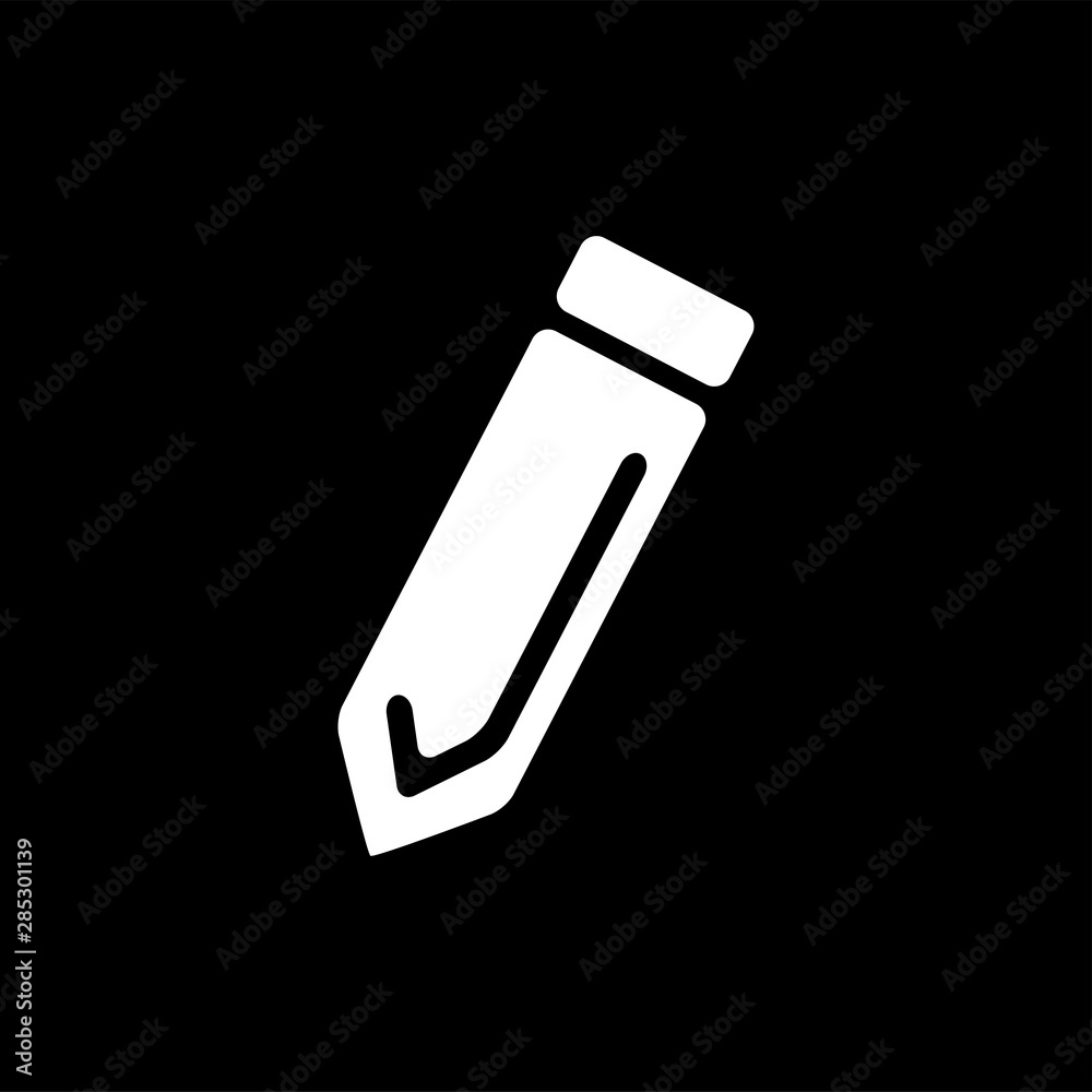 Pencil Icon On Black Background. Black Flat Style Vector Illustration Pencil Icon On Black Background. Black Flat Style Vector Illustration