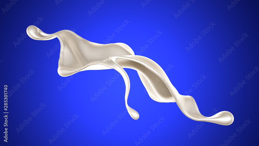 Splash of thick white liquid, milk. 3d illustration, 3d rendering. Splash of thick white liquid, milk. 3d illustration, 3d rendering.
