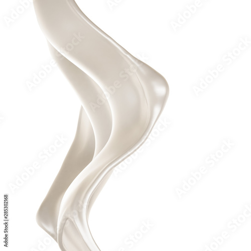 Splash of thick white liquid, milk. 3d illustration, 3d rendering.