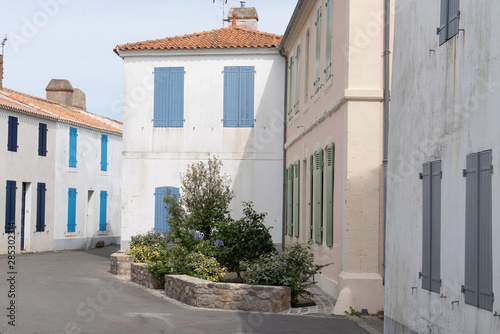 Street of white houses in Ile de Noirmoutier France © OceanProd