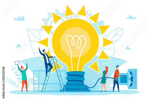 Bright Poster Successful Idea Works Cartoon Flat.