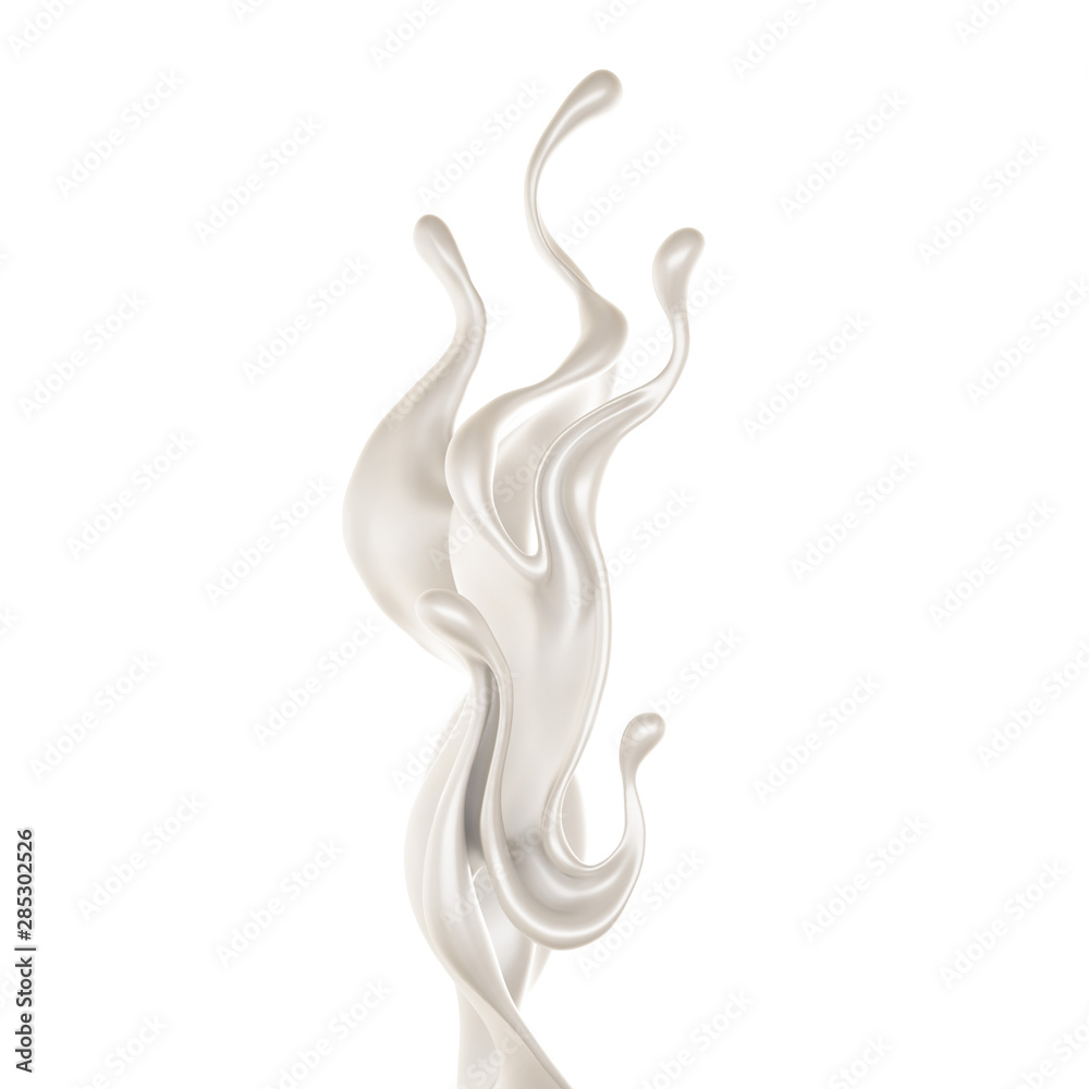 Splash of thick white liquid, milk. 3d illustration, 3d rendering. Splash of thick white liquid, milk. 3d illustration, 3d rendering.