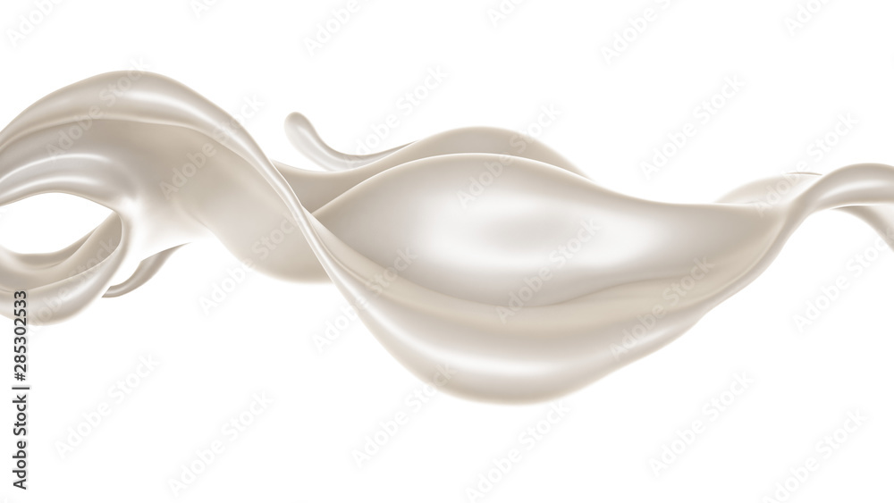 Splash of thick white liquid, milk. 3d illustration, 3d rendering. Splash of thick white liquid, milk. 3d illustration, 3d rendering.