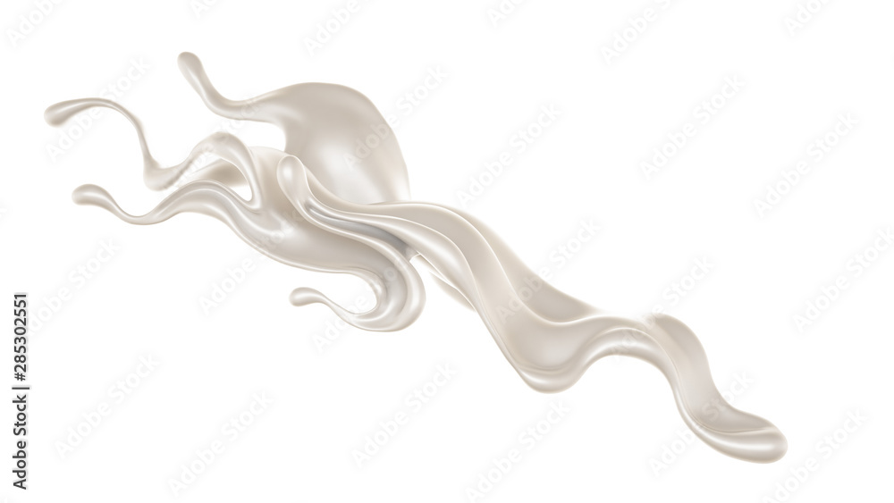 Splash of thick white liquid, milk. 3d illustration, 3d rendering. Splash of thick white liquid, milk. 3d illustration, 3d rendering.