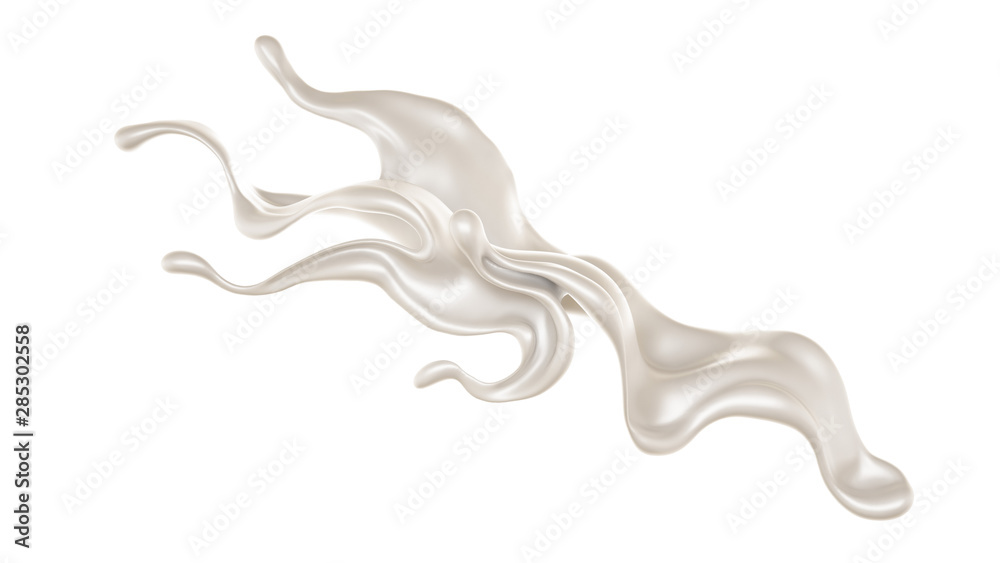 Splash of thick white liquid, milk. 3d illustration, 3d rendering. Splash of thick white liquid, milk. 3d illustration, 3d rendering.