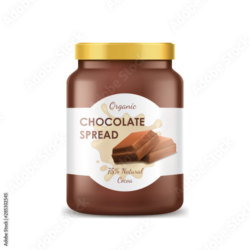 Realistic 3d Detailed Chocolate Spread Can Jar. Vector