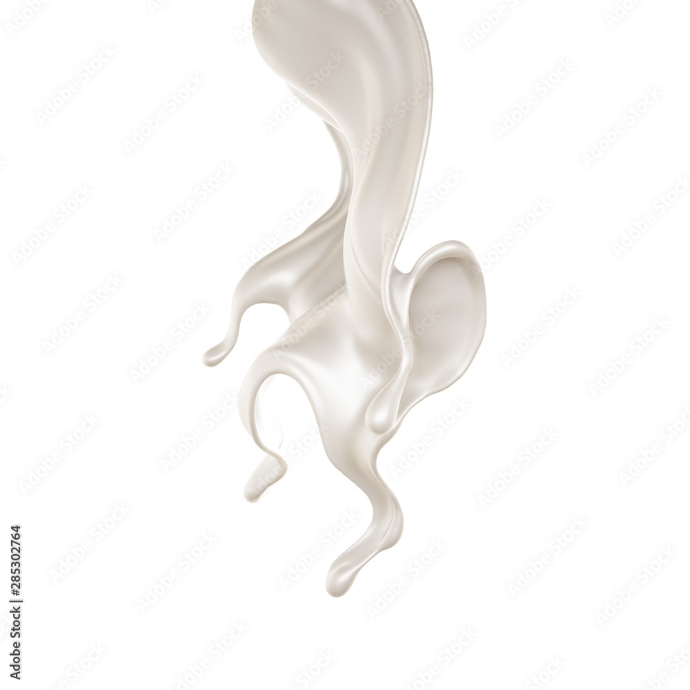 Splash of thick white liquid, milk. 3d illustration, 3d rendering. Splash of thick white liquid, milk. 3d illustration, 3d rendering.