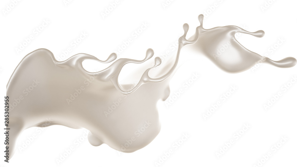 Splash of thick white liquid, milk. 3d illustration, 3d rendering. Splash of thick white liquid, milk. 3d illustration, 3d rendering.