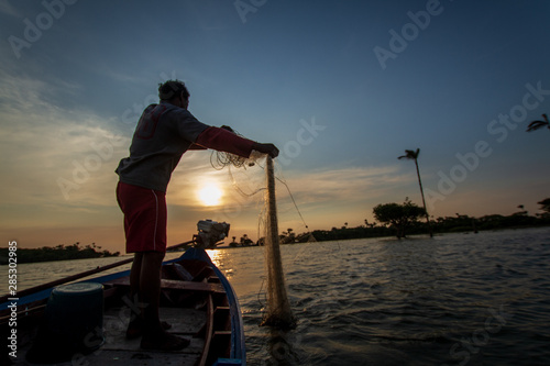 traditional fishermen in indigenous territory and protected area on the Tapajós River, Amazon - Brazil