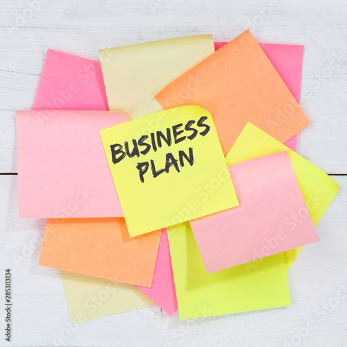 Business plan analysis strategy success company desk note paper