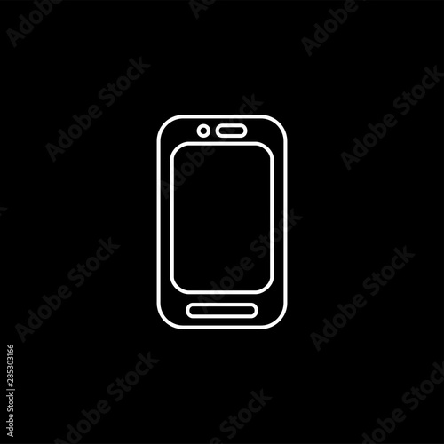 Smartphone Line Icon On Black Background. Black Flat Style Vector Illustration