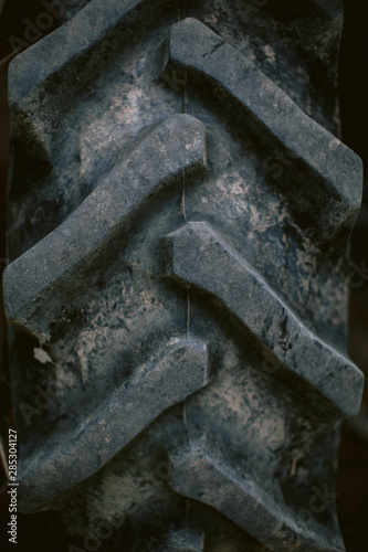 Close up of tractor tire tread, tyre tread, tire texture..