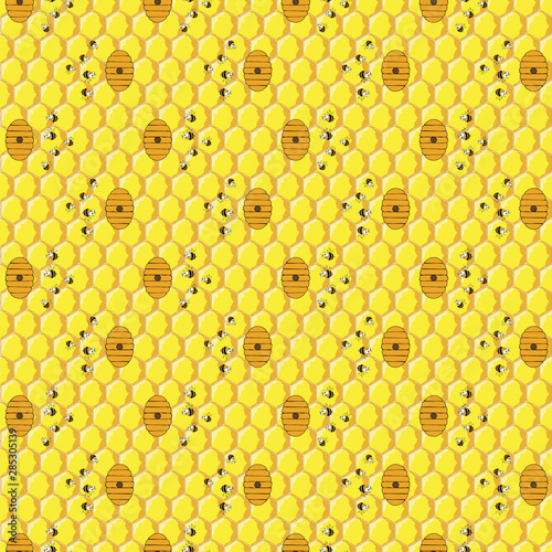 bee and hive seamless pattern