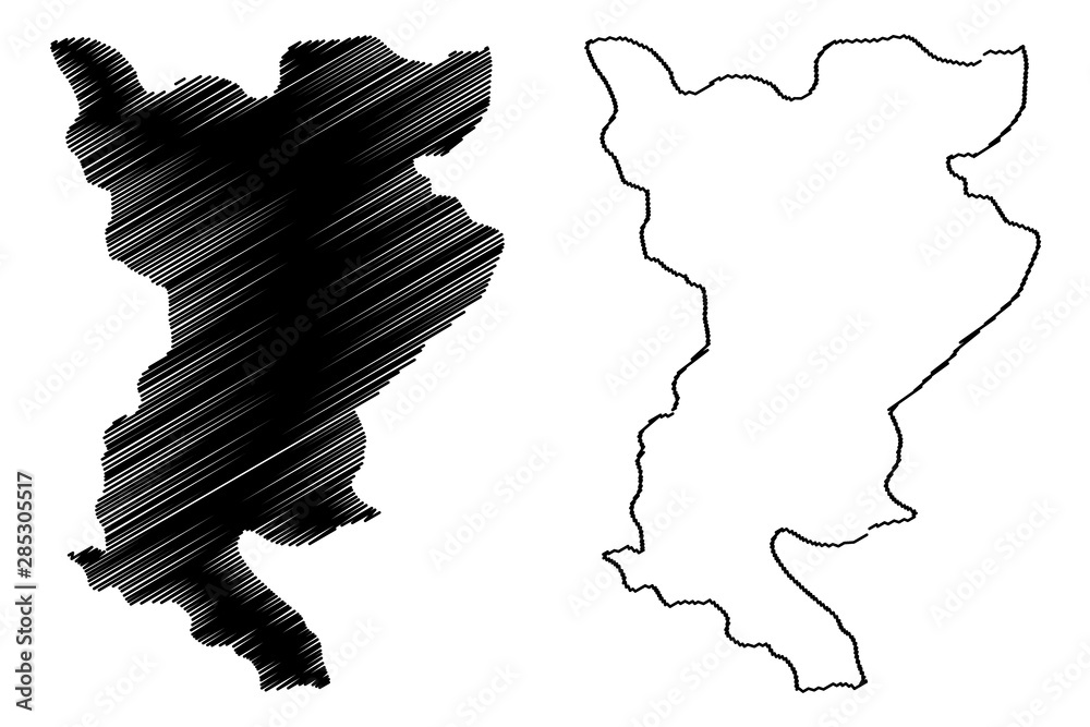 Siliana Governorate (Governorates of Tunisia, Republic of Tunisia) map vector illustration, scribble sketch Siliana map