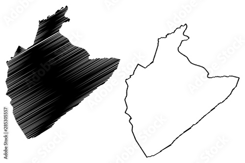 Tozeur Governorate (Governorates of Tunisia, Republic of Tunisia) map vector illustration, scribble sketch Tozeur map