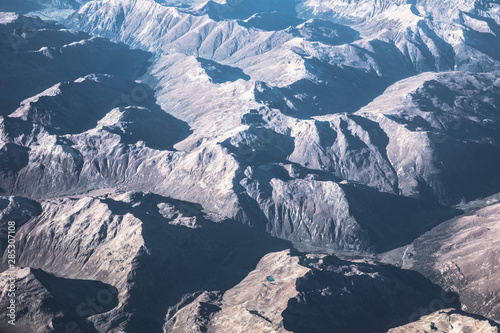 Alpine mountains landscape view from above
