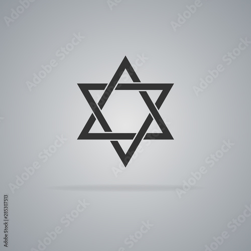Jewish Star of David icon isolated on gray background. Six pointed star. Vector illustration.