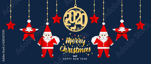 Merry christmas happy new year golden triangle tree low poly. christmas tree, design, vector illustration. Creative Christmas tree. Merry christmas greeting card.