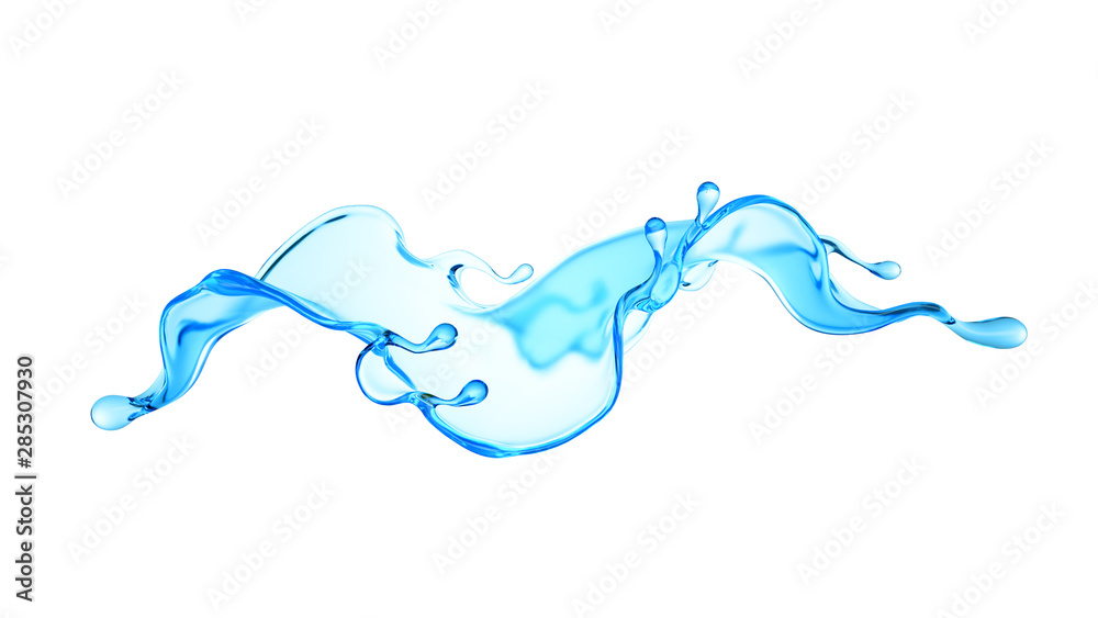 Splash of clear blue liquid, water. 3d illustration, 3d rendering. Splash of clear blue liquid, water. 3d illustration, 3d rendering.
