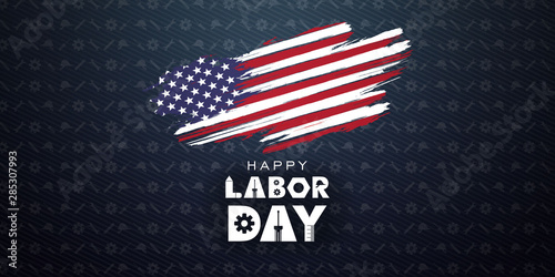 Labor day September 2 background,united states flag, greeting card with brush stroke background in United States national flag colors, modern design vector illustration