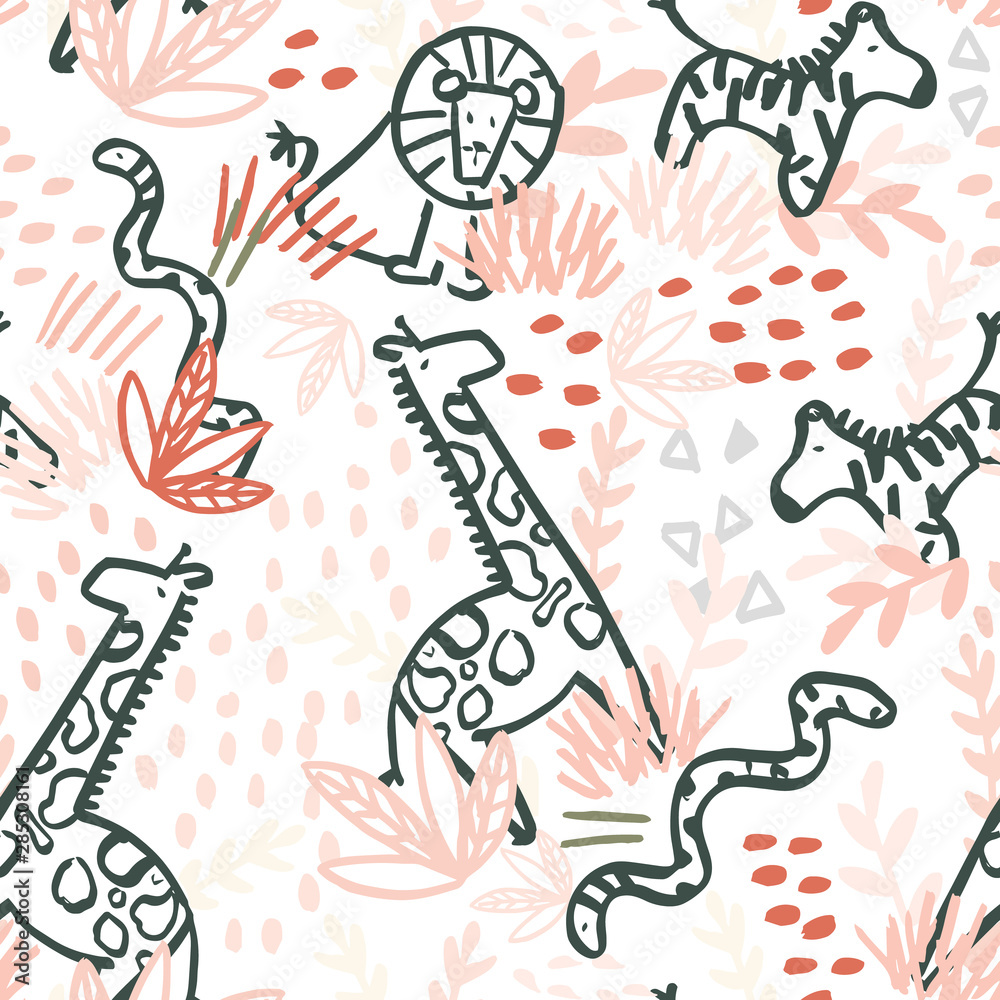 Fototapeta premium safari seamless repeat pattern design