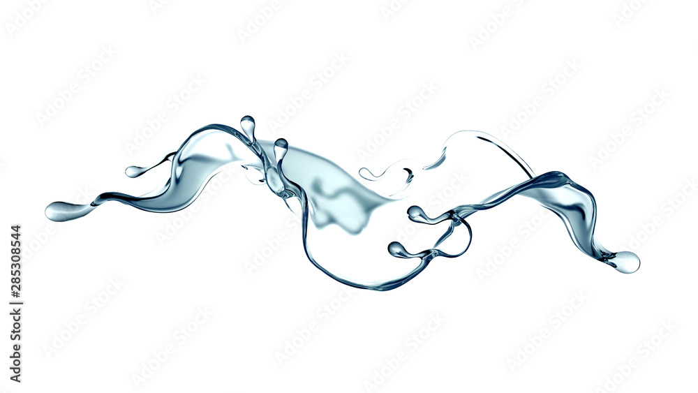 Splash of clear blue liquid, water. 3d illustration, 3d rendering. Splash of clear blue liquid, water. 3d illustration, 3d rendering.