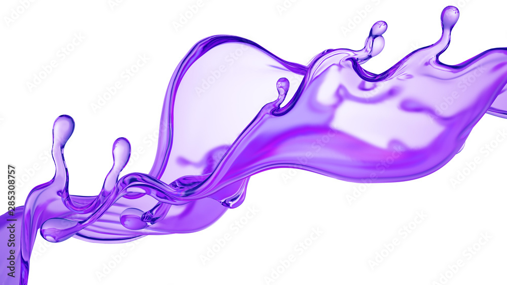 Splash of thick purple liquid. 3d illustration, 3d rendering.