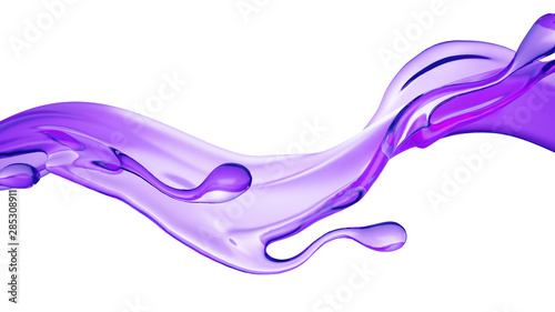 Splash of thick purple liquid. 3d illustration, 3d rendering.