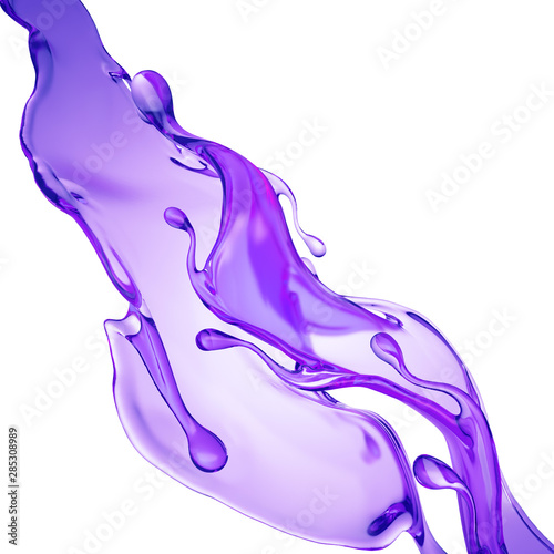 Splash of thick purple liquid. 3d illustration, 3d rendering.