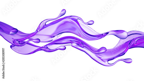 Splash of thick purple liquid. 3d illustration, 3d rendering.