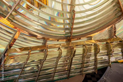 Details of the lamp and lenses inside a lighthouse