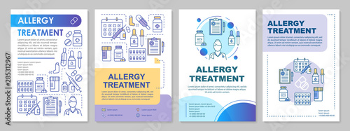 Allergy treatment brochure template layout. Allergic disease prevention. Flyer, booklet, leaflet print design with illustrations. Vector page layouts for magazines, annual reports, advertising posters