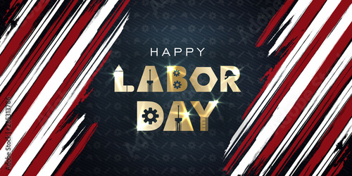 Labor day September 2 background,united states flag, greeting card with brush stroke background in United States national flag colors, modern design vector illustration