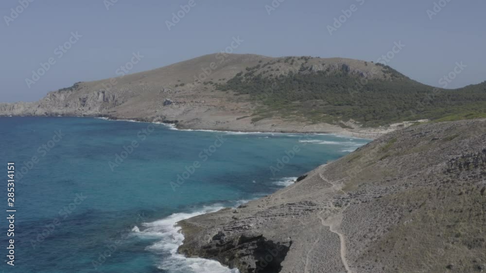 Aerial view of coastline and beach Majorca