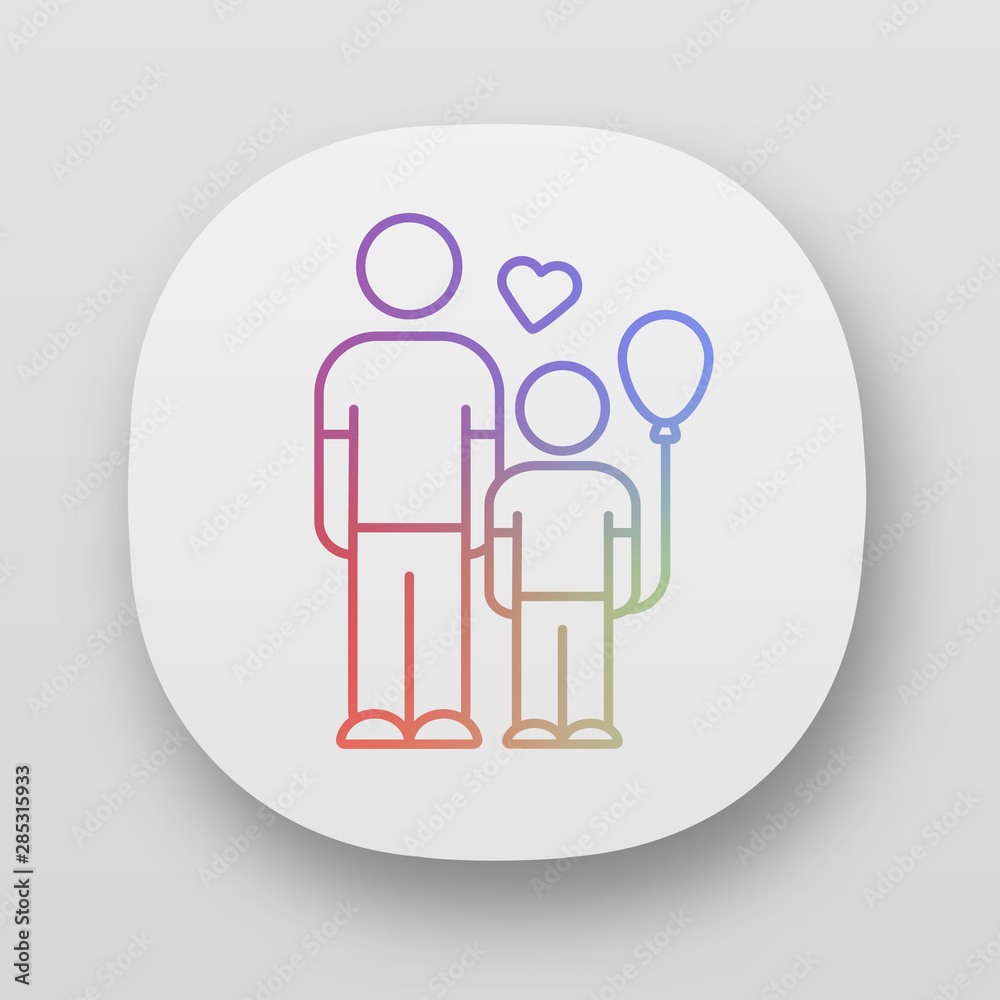 Orphans help app icon. Child adoption program. Volunteering support program for motherless kids. Foster care. UI/UX user interface. Web or mobile applications. Vector isolated illustrations Orphans help app icon. Child adoption program. Volunteering support program for motherless kids. Foster care. UI/UX user interface. Web or mobile applications. Vector isolated illustrations