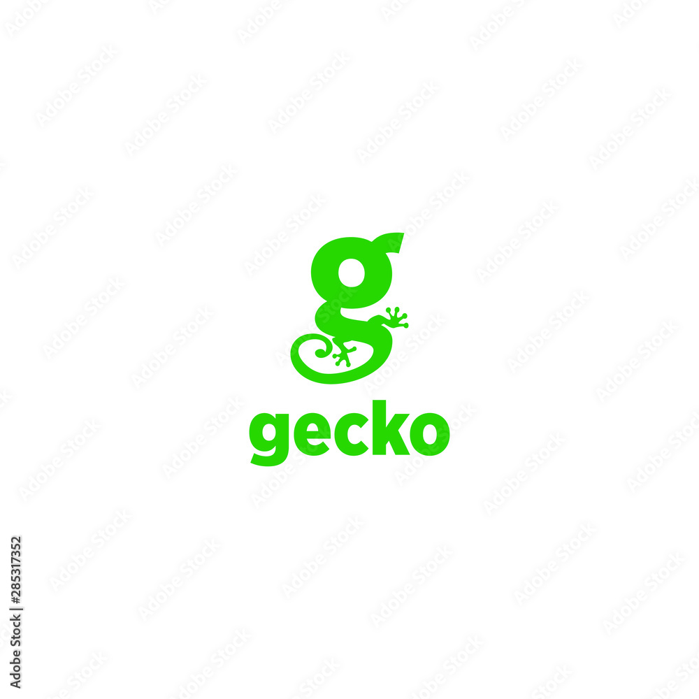 gecko logo modern fun illustration G letter blend with vector in green color. creative design template gecko logo modern fun illustration G letter blend with vector in green color. creative design template