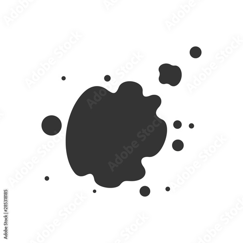 Black paint blot vector icon. Cartoon paint ink splashe.