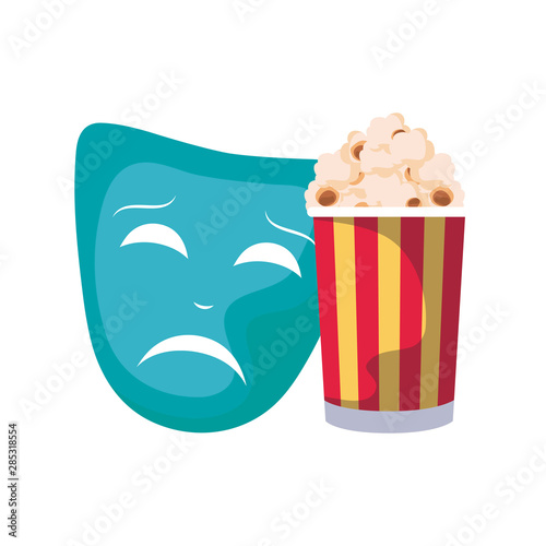 mask theater traditional with popcorn