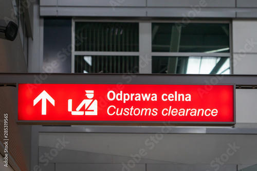 airport customs signboard icon in international airport at immigration control 
