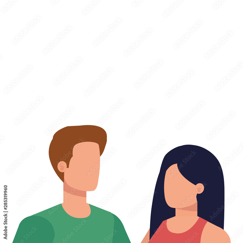 young lovers couple avatars characters