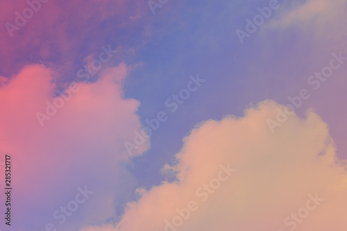 Soft cloud in the sky background colorful purple tone.